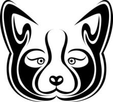 Dog head tattoo, tattoo illustration, vector on a white background.