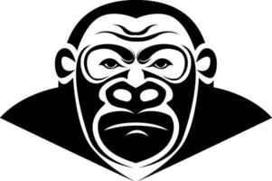 Gorilla head tattoo, tattoo illustration, vector on a white background.