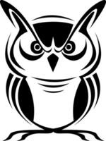 Tribal owl bird tattoo, tattoo illustration, vector on a white background.