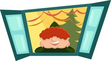 Little boy on a Christmas, illustration, vector on a white background.