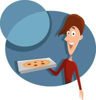 Pizza boy, illustration, vector on a white background.