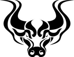 Cow head tattoo, tattoo illustration, vector on a white background.