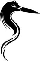 Heron bird tattoo, tattoo illustration, vector on a white background.