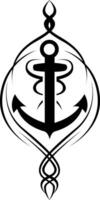 Anchor tattoo, tattoo illustration, vector on a white background.