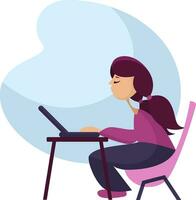 Woman in her workspace, illustration, vector on a white background.