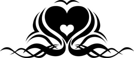 Black heart tattoo, tattoo illustration, vector on a white background.