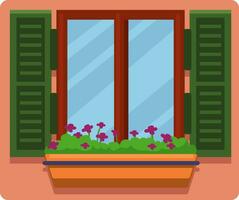 ventanas con flores, ilustración, vector en un blanco antecedentes.