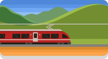 Red train, illustration, vector on a white background.