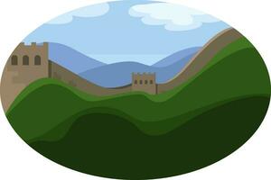 Great wall of China, illustration, vector on a white background.