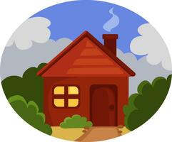 Cozy wooden house, illustration, vector on a white background.