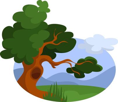 árbol en primavera tiempo, ilustración, vector en un blanco antecedentes.