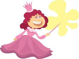 Princess with magic wand, illustration, vector on a white background.