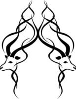 Deer head tattoo, tattoo illustration, vector on a white background.