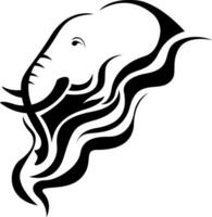 Elephant head tattoo, tattoo illustration, vector on a white background.