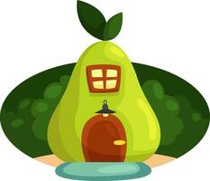 Pear house, illustration, vector on a white background.