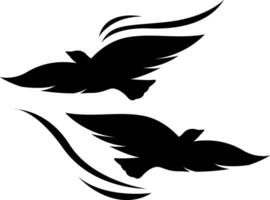 Two birds flying tattoo, tattoo illustration, vector on a white background.