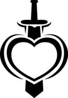 espada y corazón tatuaje, tatuaje ilustración, vector en un blanco antecedentes.