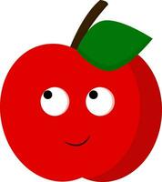 A happy red apple, vector color illustration.