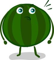 Angry watermelon, vector color illustration.