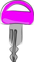 Key with pink handle, vector color illustration.