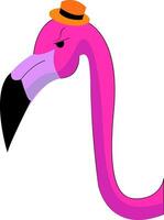 Angry pink flamingo, vector color illustration.