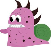 Angry purple snail monster, vector color illustration.
