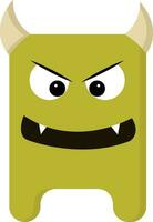 Angry monster with sharp teeth, vector color illustration.