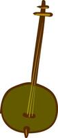 An olive colored banjo, vector color illustration.