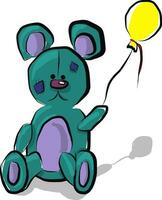 A bear with a yellow balloon, vector color illustration.