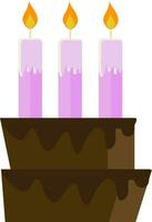 Pink candles on a cake, vector color illustration.