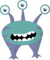 Monster with 3 big eyes, vector color illustration.