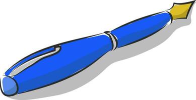 Blue fountain pen, vector color illustration.