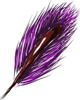 A purple feather, vector color illustration.