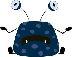 Blue monster with big eyes, vector color illustration.