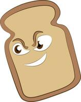 Slice bread with eyes vector color illustration.