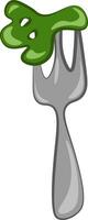 Fork with broccoli vector color illustration.