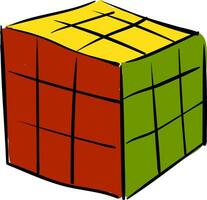 Rubik's cube 3x3 illustration vector on white background