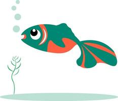 Green and orange colored fish vector illustration