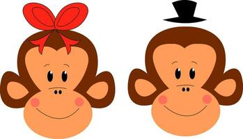 Couple of monkeys vector illustration