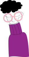 Boy wearing purple sweater and glasses vector illustration