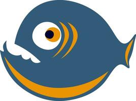 Orange and blue colored piranha vector illustration