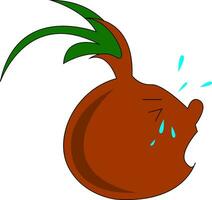 Drawing of crying onion vector