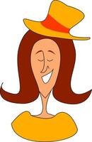 Woman wearing yellow hat vector