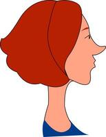 perfil de un niña con corto rojo pelo vector