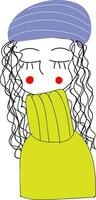 niña vistiendo amarillo suéter vector ilustración