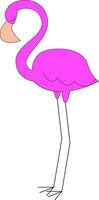 Sad little pink flamingo illustration vector on white background