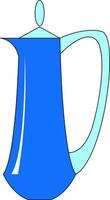 Long blue kettle illustration vector on white background