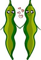 Two beans in love illustration vector on white background