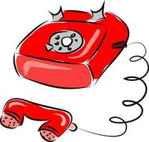 Old red phone illustration vector on white background