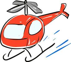 Red helicopter illustration vector on white background